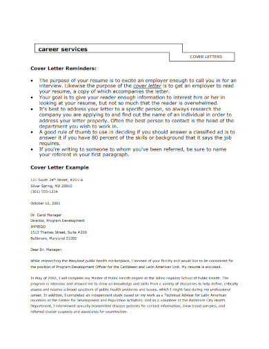 cover letter example
