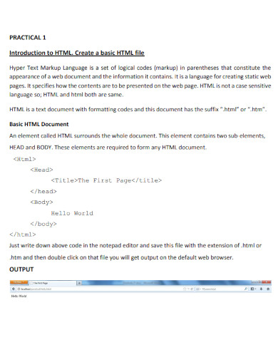 HTML - 99+ Examples, Format, How to Build, PDF
