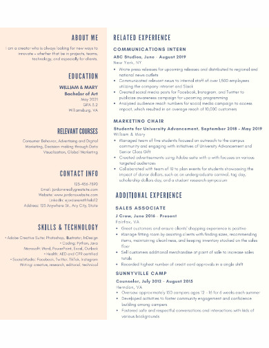 creative careers general resume sample