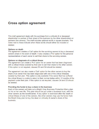 cross call option agreement 
