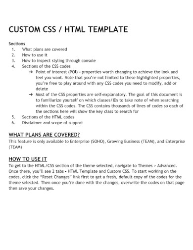 custom html