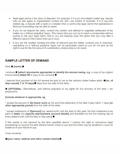 debt recovery demand letter