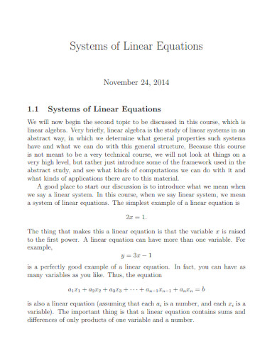 determining linear equations