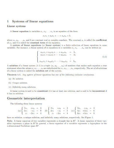 draft linear equations