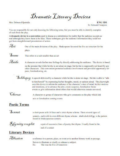 Literary Devices - Examples, PDF | Examples