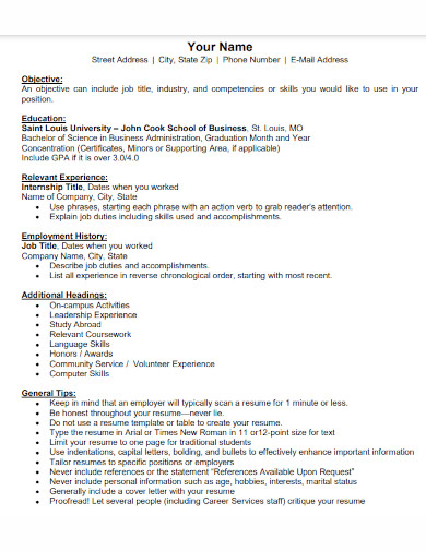 ecomomics general resume template 