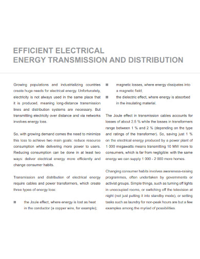 efficiant equivalent electrical energy