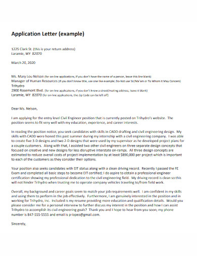 engineering application cover letter