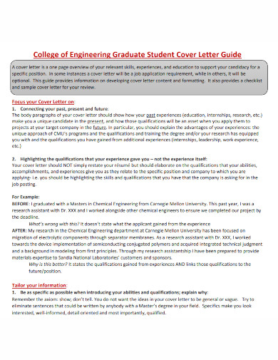 engineering graduate student cover letter guide