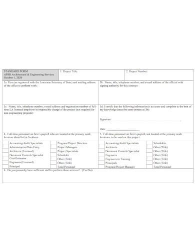 engineering services standard form
