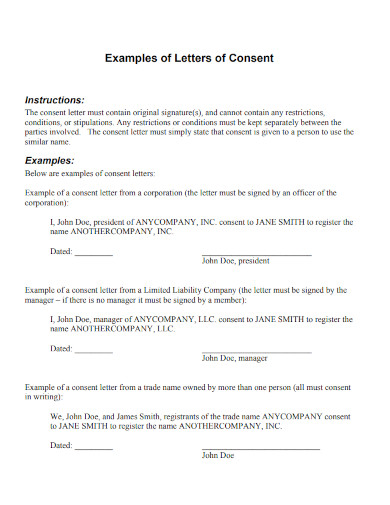 examples of letters of consent