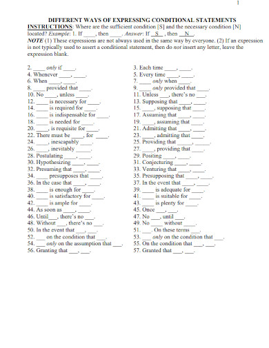 Conditional Statement - Examples, PDF | Examples