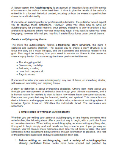 formal autobiography writing