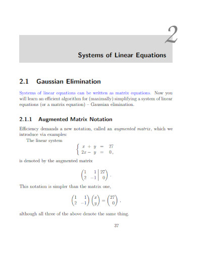 formal linear equations