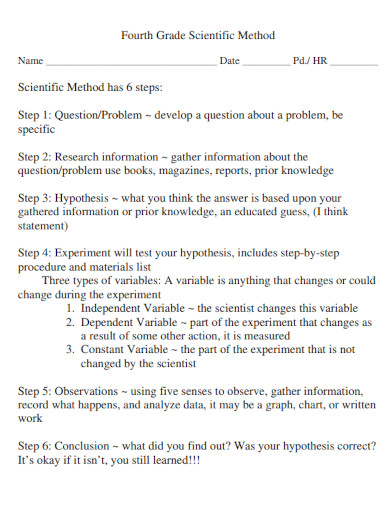 fourth grade scientific method