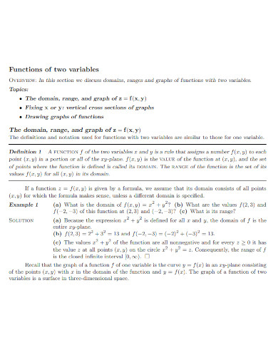 functions of two variables