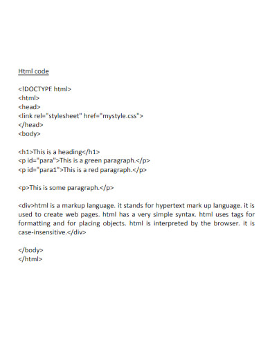 HTML - 99+ Examples, Format, How to Build, PDF