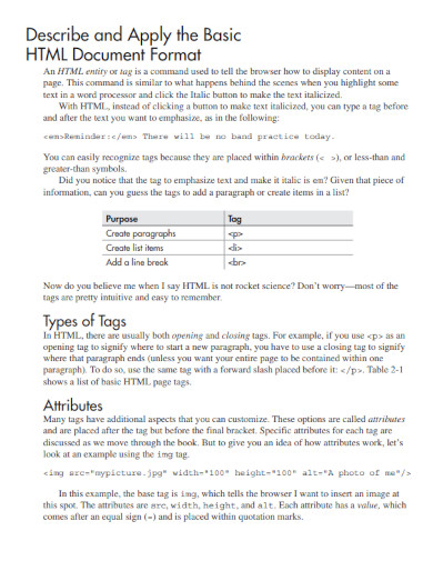 HTML - 99+ Examples, Format, How to Build, PDF