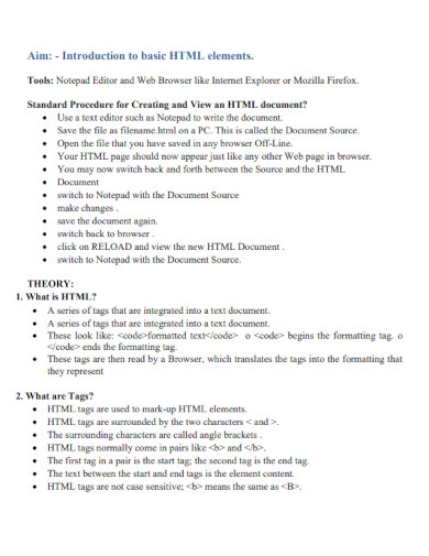 HTML - 99+ Examples, Format, How to Build, PDF