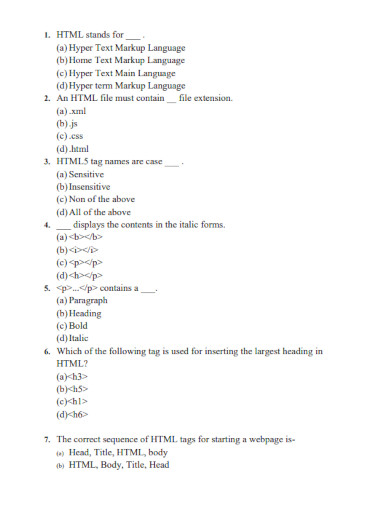 HTML - 99+ Examples, Format, How to Build, PDF