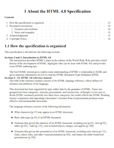 html specification
