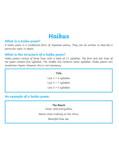 haiku poem sample pdf