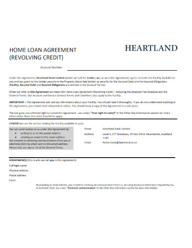 home loan agreement revolving credit