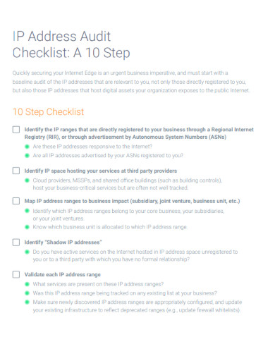 ip address audit checklist