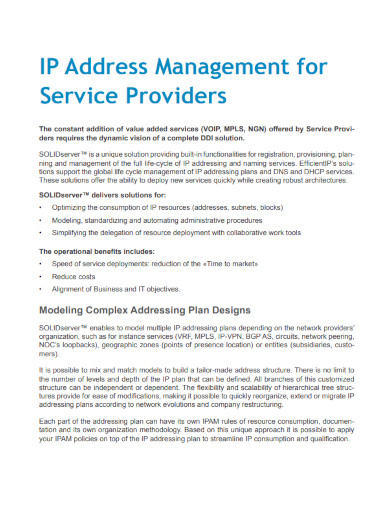 ip address management for service providers