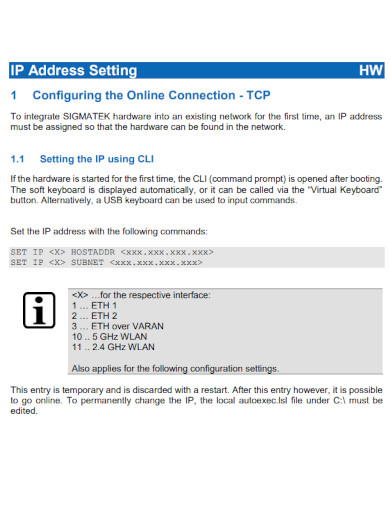 ip address setting