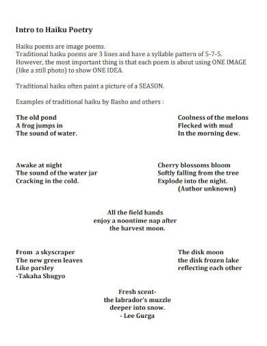 Haiku Poem - Examples, PDF | Examples