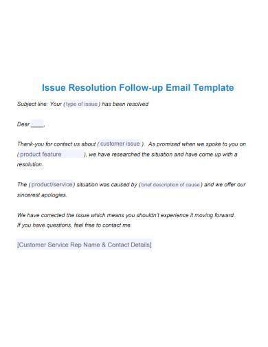 issue resolution follow up email template