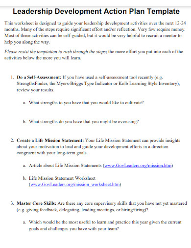 leadership skills development action plan template