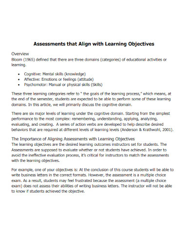Learning Objectives - Examples, PDF | Examples
