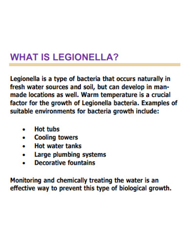 legionella bacteria fact sheet