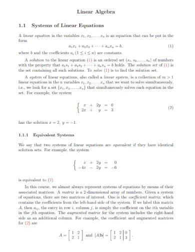 linear algebra linear equations