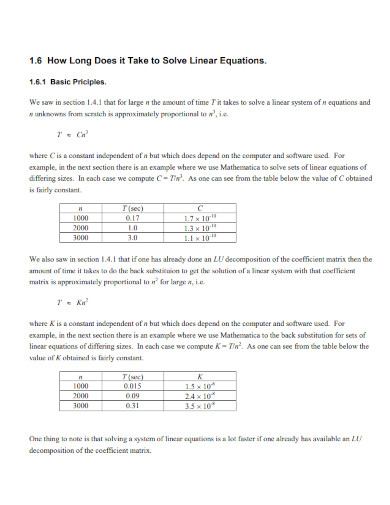 linear equations basic priciples