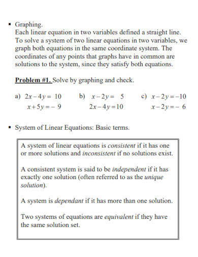 linear equations basic terms