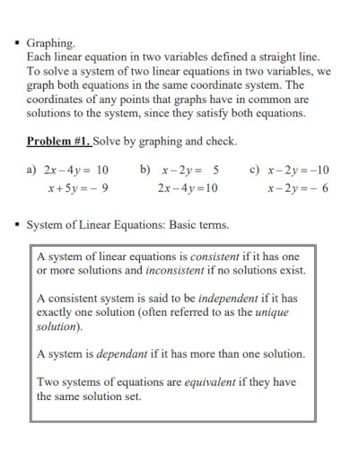 Linear Equations Examples Format How To Graph Pdf