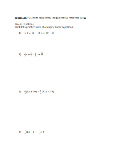 linear equations inequalities and absolute values