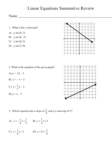 linear equations summative review