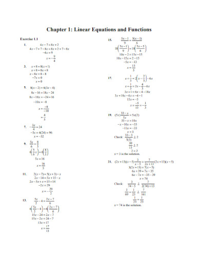 linear equations and functions