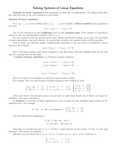 linear equations for maths