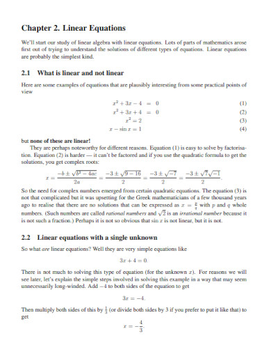 linear equations for students