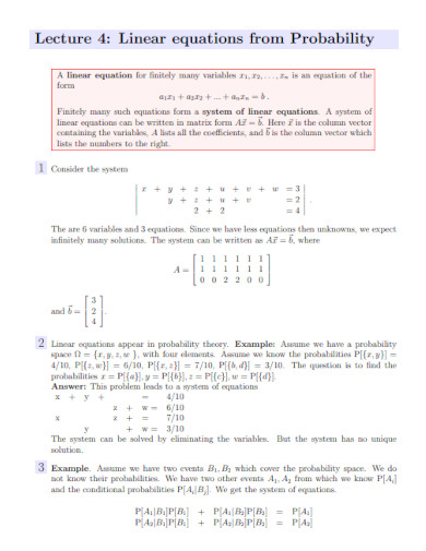 linear equations from probability
