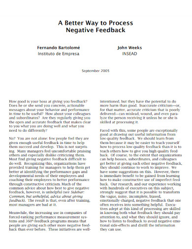 negative feedback process 
