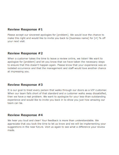 negative feedback response templates