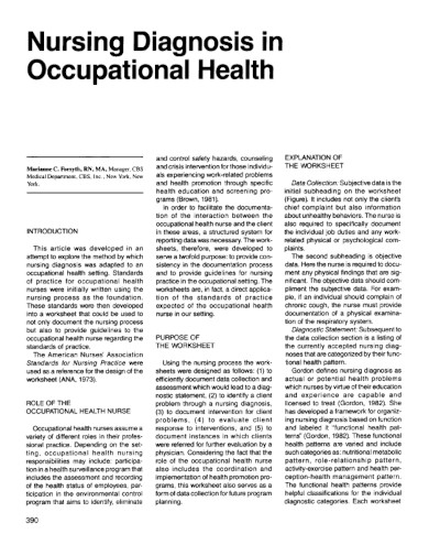 nursing diagnosis in occupational health