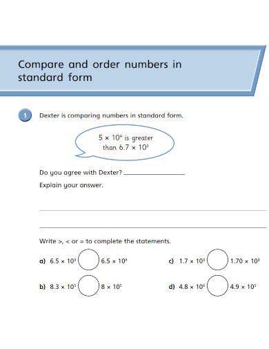 order numbers in standard form