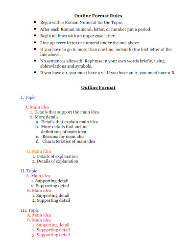 Outline Format- Examples, PDF | Examples